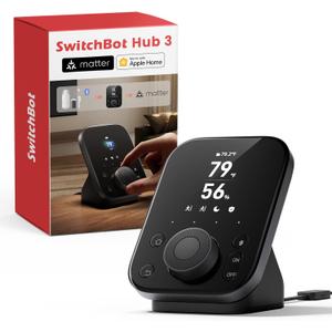 SwitchBot Hub 3 (3rd Gen), Smart Home Hub with 2.4" IPS Screen & Knob Control, WiFi Thermometer Hygrometer, IR Remote (Matter/Bluetooth 200m), Alexa/Google/Apple Home Compatible