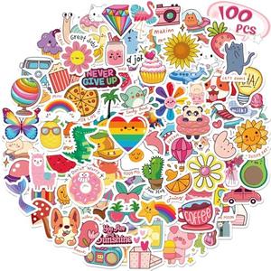 RINOLY 100 PCS Water Bottle Stickers for Kids, Cute Sticker for Girls,Stocking Stuffers Waterproof Vinyl Kawaii Stickers for Water Bottles,Skateboard,Laptop,Girls Boys Classroom Prizes