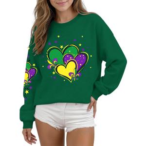 Fat Tuesday Sweatshirt for Women Long Sleeve Shirt New Orleans Novelty Graphic Pullover Outfit (XL)