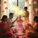 12 Pcs Lotus Hangings Garlands Diwali Floral Wall Hangings Indian Pooja Room Wood Decoration Back Dropper Showpiece for Diwali Temple Home Wall Decor