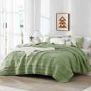 WDCOZY Boho Sage Green Oversized California Cal King Size Quilt Bedding Sets with 2 Pillow Shams, Farmhouse Lightweight Soft Bedspread Coverlet for All Season, 116x106 inches