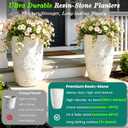 Autodaya 19.5" Resin Tall Planters for Outdoor Plants, Set of 2 Flower Pots