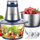 KOIOS Food Processor, 500W Electric Food Chopper with 2 Bowls (8 Cup+8 Cup) & 2 Bi-Level Blades&, Small Electric Grinder Meat Processor for Nuts, Meat, Onion, Garlic, Baby Food, Blue