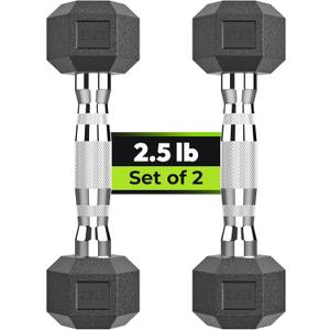 Hex Dumbbell Set, 2.5-65 lb Rubber Encased Exercise & Fitness Dumbbells, Weights Dumbbells Set of 2, Hand Weight for Strength Training
