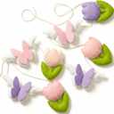 SmoothNovelty Spring Felt Garland Easter Decorations for Home 4.9 ft Felt Tulip Flower Butterfly Garland Handmade Hanging Banner for Mantel Easter Spring Floral Baby Shower Birthday Party Wall Decor