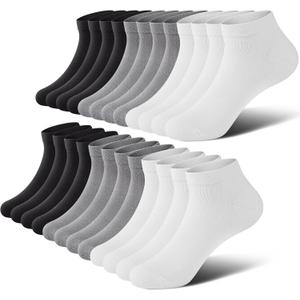 Wernies No Show Socks Men, Low Cut Ankle Short Casual Cotton Socks with Non Slip Grips 6-10/11-13 (L)