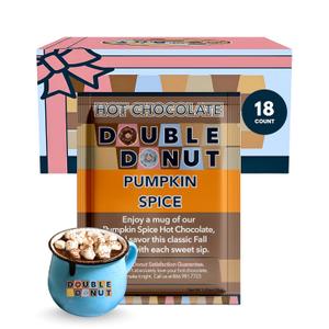 Double Donut Coffee Pumpkin Spice Hot Chocolate Mix Packets, Flavored Pumpkin Spice Hot Cocoa Mix, 18 Count.06/25/2026