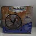Comfort Zone 20-Inch High-Velocity Industrial Floor Fan, Heavy-Duty 3-Speed Metal Shop Fan with 180° Adjustable Tilt & Carry Handle, Quiet Vibration-Free Cooling for Garage, Workshop, & Home