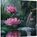 ZXHYWYM Zen Canvas Wall Art Lotus Flower Picture Prints Pink Water Lily Nature Spa Painting Spiritual Artwork for Meditation Room Decor Framed(Picture-2, (12.00" x 12.00"))