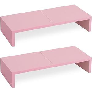 TEAMIX Pink Monitor Riser-20L inch, Wood Monitor Stand for Desk, Sturdy TV/Screen/PC/Printer/Laptop Riser,Computer Shelf with Storage TV Holder for Home Office (Pink, 20 inch)