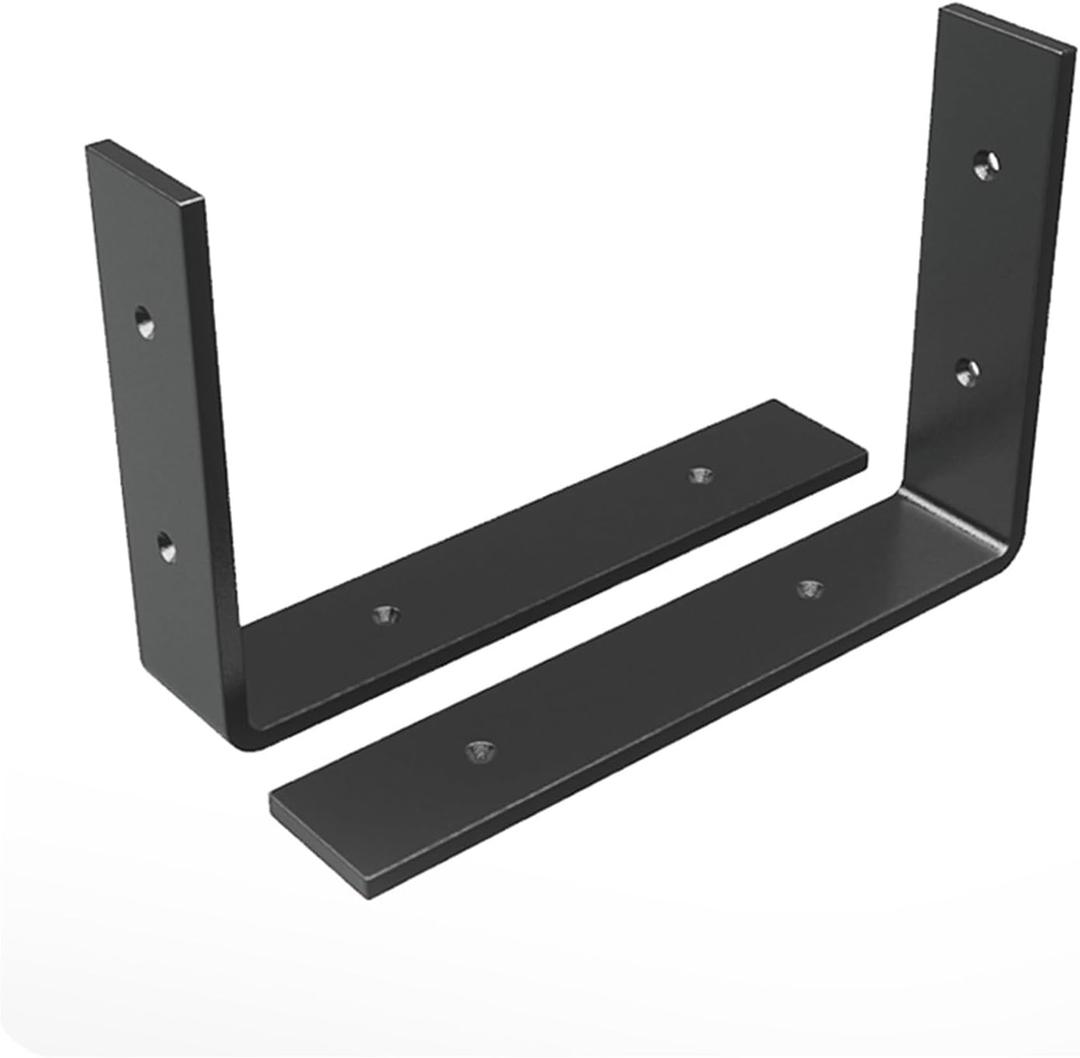 4"-12" Inch L Shape Shelf Brackets Heavy Duty Metal Iron Wall Mounted Black Right Angle Support Holder Hardware Multi-Functional(10 Inch Black)