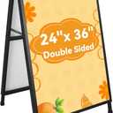 Heavy Duty Slide-in A Frame Sign Sidewalk Sign 24 x 36 inch Double-sided Folding Sandwich Board Steel Metal Pavement Sign(Frame Only)