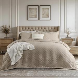 Bedsure King Size Quilt Bedspread, Lightweight Comforter, Taupe Coverlet