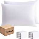 White Pillowcases Standard 12 Pack, 20x26 Pillow Cases with Envelope Closure, Soft Plain Brushed Microfiber Covers Breathable Wrinkle-Resistant