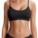 Vertvie Womens Wireless Bralettes Cami Bras Unlined Seamless No Underwire No Padding Scoop Neck Comfort T Shirt & Sports Bra (Small, Black)