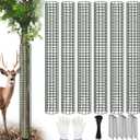 Tree Trunk Protector 48 Inch Tall, 6 Pcs Metal Mesh Tree Guards with Glove, Stakes and Zip Ties Bark Guard Protector for Saplings Plants from Deer, Animal, Trimmers, Mowers