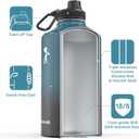 Coolflask 128 oz Gallon Water Bottle Insulated with Straw&3 Lids, Water Jug Large Stainless Steel Metal Vacuum Wide Mouth for Sports, Gym or Office, Non-BPA Keep Cold 48H Hot 24H, Samurai Cyan