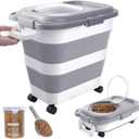 25-28 Lbs Dog Food Storage Container with Handle, Collapsible Dog Food Container with Airtight Lids, Wheels, Large Pet food storage Container for Dog Cat,Dog Food Scoop,Small Container