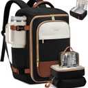 LOVEVOOK 40L Travel Backpack Carry on Flight Approved, Personal Item Bag with 3 Packing Cubes, Travel Backpack Bag for Women Fits 17" Laptop, Water-resistant Carry On Backpack for Airplanes (Black & Brown)