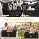Dog Car Seat for Medium/Large Dogs, Washable Dog Booster Seat Under 60 lbs or 2 Small Dogs, Multi-Functional Pet Car Seat with Thick Cushion, 2 Safety Leashes (Black)