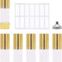 6Pcs 1oz/30ml Clear Airless Pump Bottles with Funnel and labels Sticker Travel Size Dispenser Refillable Cosmetic Containers For Foundations, Cream, Serums, Shampoo (Gold)