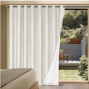 Back Tab & Grommet Top Linen Curtains 84 Inch Length for Living Room 2 Panel,Light Filtering Semi Sheer Cream Country Rustic Farmhouse Boho Curtain Bedroom Pinch Pleated Large