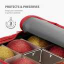 ZOBER Large Christmas Ornament Storage Box - Stores 80 3" Ornaments, With Dividers - With Large Compartment for Figurines, and Accessories, Durable Christmas Containers Holder, 4 Extra Pockets - Gray