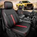 Faux Leather Front Seat Covers for Ford F150 2015–2025 2026 (XL, XLT, Not Regular Cab), Exact Fit 1st Row Bucket Seat Protectors,Truck Interior Accessories for F-150 Black/Red