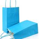 AZOWA Gift Bags Blue Kraft Paper Bags With Handles (Blue, 25 CT)
