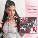 3 x Satin Bow Hair Clips Silver Star Hair Clips Non Slip Small Hair Bows Coquette Cute Hair Accessories for Women