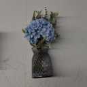 Fake Flowers with Vase, Hydrangea Artificial Flowers in Vase Faux Dahlia Flowers Arrangement Suitable for Home Kitchen Living Room Fall Spring Decor Office Decoration, Centerpiece Table Decorations