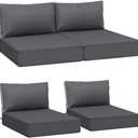 AAAAAcessories Outdoor Deep Seat Cushions, Waterproof, Fade-Resistant Patio Furniture Replacement Cushions, 24" x 24" x 5" + 24" x 13.5", Set of 4, Dark Gray