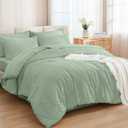 Andency Sage Green Queen Comforter Set, 3 Pieces Bedding Comforter Sets (1 Seersucker Textured Comforter & 2 Pillowcases), Lightweight Microfiber Down Alternative Queen Size Bed Set (90x90 inches)