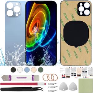 Rear Back Glass Cover Replacement Compatible with iPhone 13 Pro 6.1" + Professional Tools (Sierra Blue)