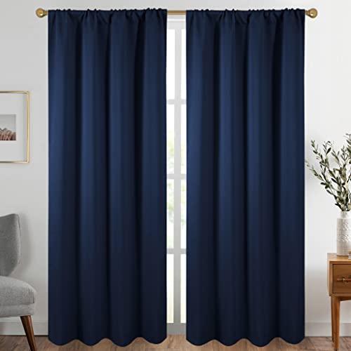Diraysid Navy Blue Blackout Curtains for Bedroom and Living Room Thermal Insulated Room Darkening Curtains Drapes, 52 x 84
