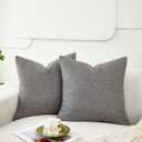 Sunday Praise Pack of 2 Soft Faux Linen Decorative Throw Pillow Covers 18x18 Inch Solid Accent Cushion Covers Cozy Square Pillow Cases for Couch Sofa Bed Living Room Farmhouse Home Dcor Grey