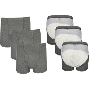 Washable Urinary Incontinence Underwear for Men, Breathable Cotton Adult Leakproof Underwear Boxer, Reusable Incontinence Protective Briefs for Light Leaks (1 Pair, XX-Large = Asian Size Tag 3L)
