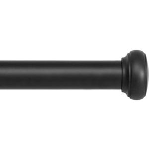 Kenney Weaver Cap End Indoor/Outdoor Black Curtain Rod, Adjustable 37-72 Inch Rod for Windows & Patio