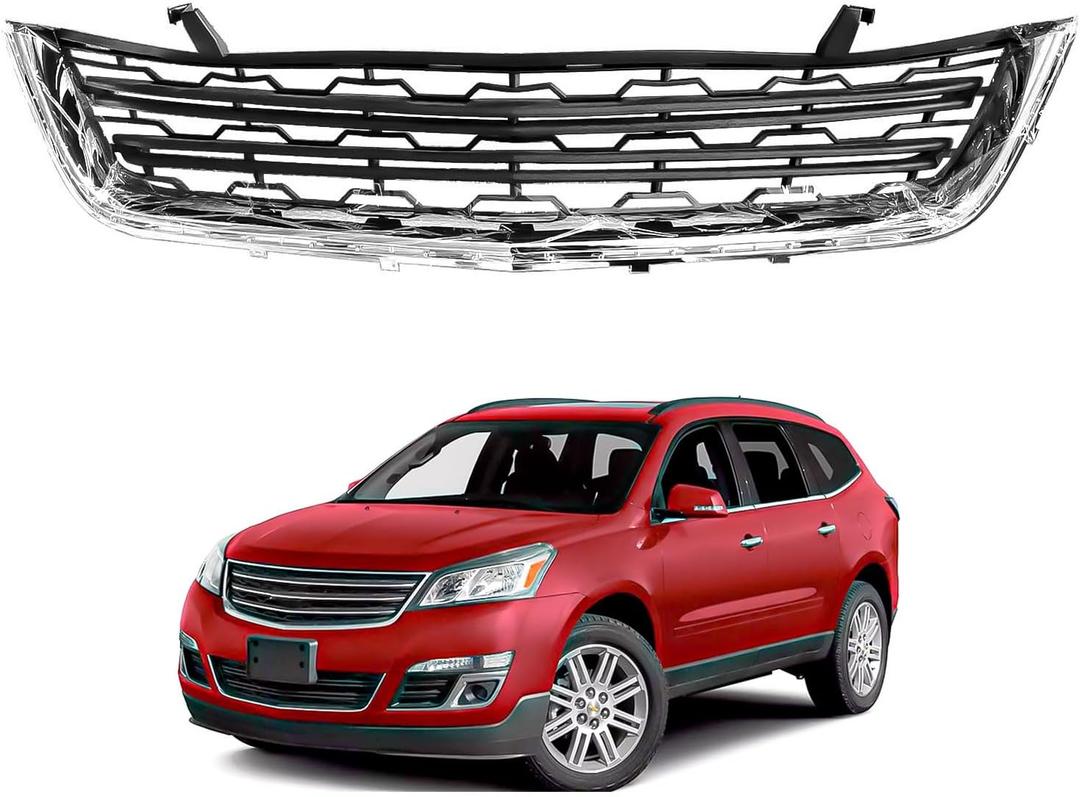 Front Bumper Lower Grille with Chrome Molding Compatible with 2013-2017 Chevy Traverse LS LT Replacement #GM1036154C