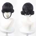 Anime Costume Cosplay Wig with Double Buns Straight Bangs Black Synthetic Hair Wigs