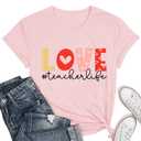 Valentines Shirts for Women Cute Valentines Love Teacher Short Sleeve Tee Tops Pink Valentine Blouse