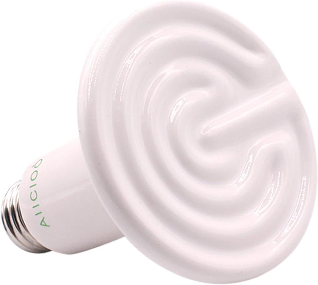 Aiicioo Reptile Heat Lamp Bulb -60W Ceramic Heat Emitter No Harm No Light Infrared Heater Lamp for Chicken Coop Lizard Aquarium Snake Outside Dogs Brooder 110V,White
