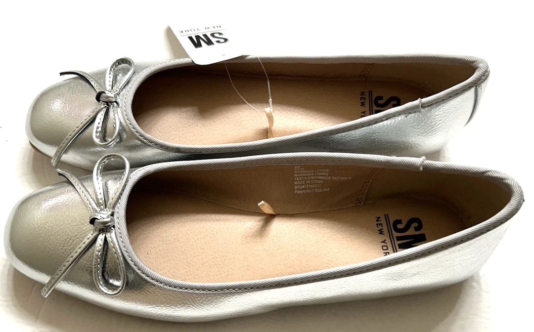 SM New York Silver Women's Flats Shoes, Size 8