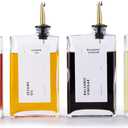 Olive Oil Dispenser for Kitchen, Cooking Oil and Vinegar Dispenser Set, Olive Oil Bottle, Soy sauce dispenser, coffee syrup bottles with stainless steel pourers - 4 pcs, Gold