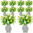30 Pcs Amalfi Coast Party Decor-20 Artificial Lemon Branches with 10 Blue Tiles Paper Vases Mediterranean Wedding Table Centerpieces Capri Positano Party Decoration