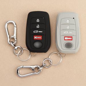 TANDRIVE Key Fob Cover for Toyota 2025 2026 Grand Highlander Corolla Cross 4Runner Land Cruiser Highlander Crown Signia Sequoia Venza 2021-2026, 4-Button, Silicone, 2-Pack, Black and Gray