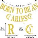 Born to be An Aries Banner, 12 Constellation Zodiac Aries Birthday Party Decoration Supplies, March April Horoscope Astrology Birthday/Baby Shower Decorations Gold Glitter