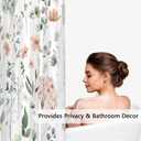 Cinbloo Cute Floral Shower Curtain,Sage Green Flower Fabric Bathroom Curtains,Wildflower Spring Summer Butterfly Plants Leaves Botanical Women Girls Girly Cloth Shower Curtain Set with Hooks, 72Wx72H