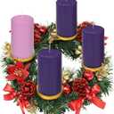 Red Ribbon Advent Wreath Ring Candle Holder for Pillar Candles - Large Size - Christmas Advent Wreaths Candleholder Stand - Advent Candle Decor - Advent Gifts