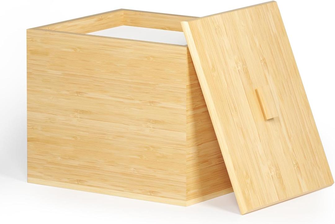 Bamboo Disposable Face Towel Holder for Bathroom Counter, Facial Towel Holder Bamboo Storage Box for Disposable Face Towels, Bathroom Organizer (Towels Not Included)